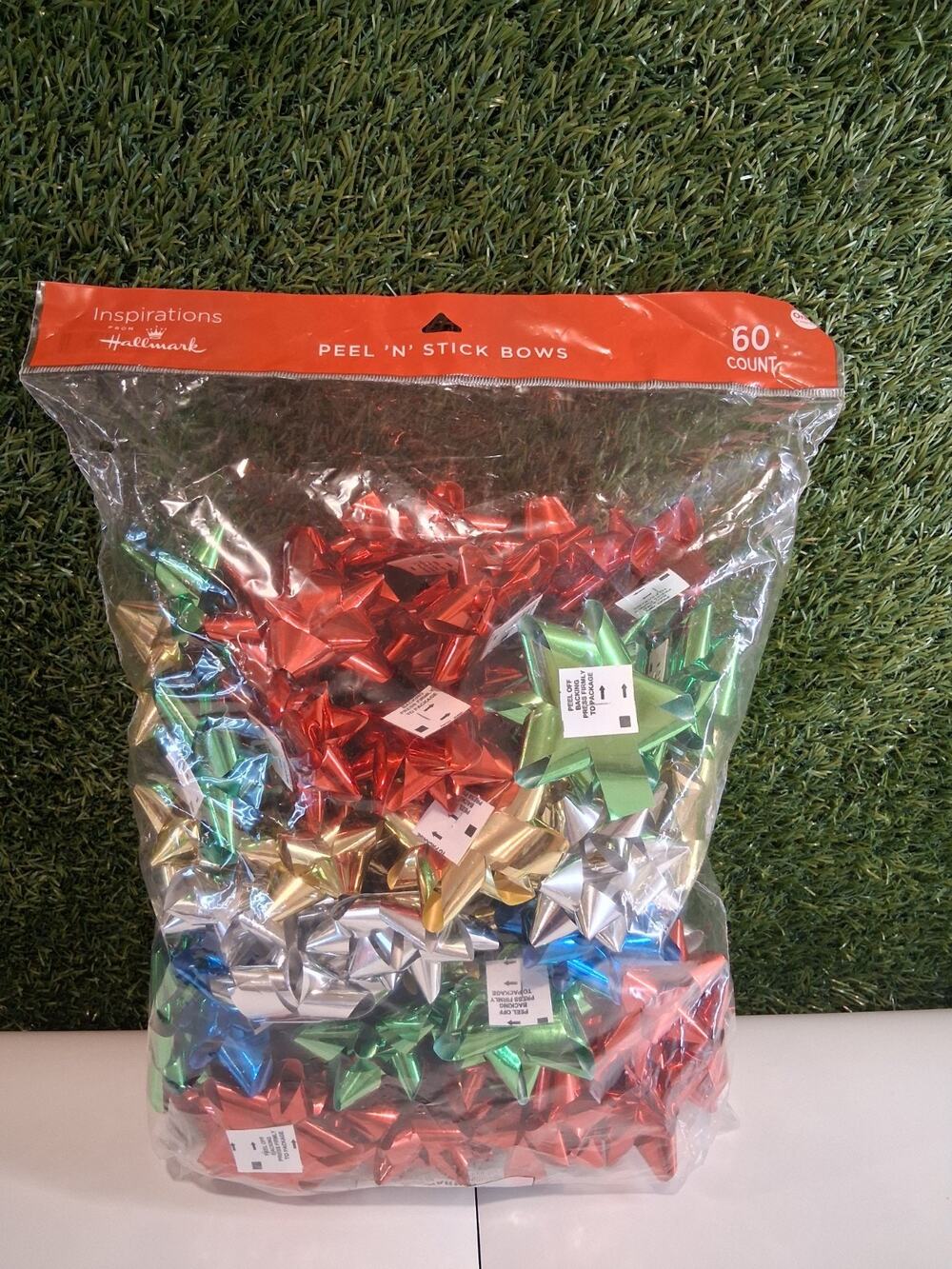 Inspirations from Hallmark Peel N Stick Gift Bows Assorted Colors 60 Count NEW
